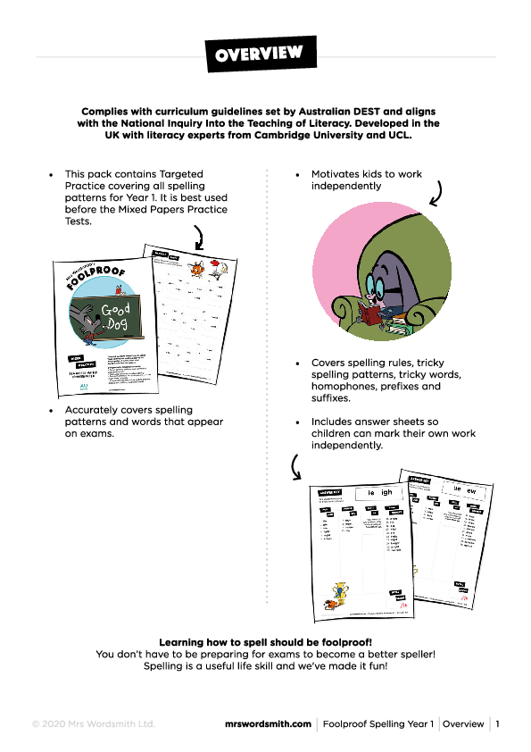 Spelling Targeted Practice Year 1 Printable Worksheets