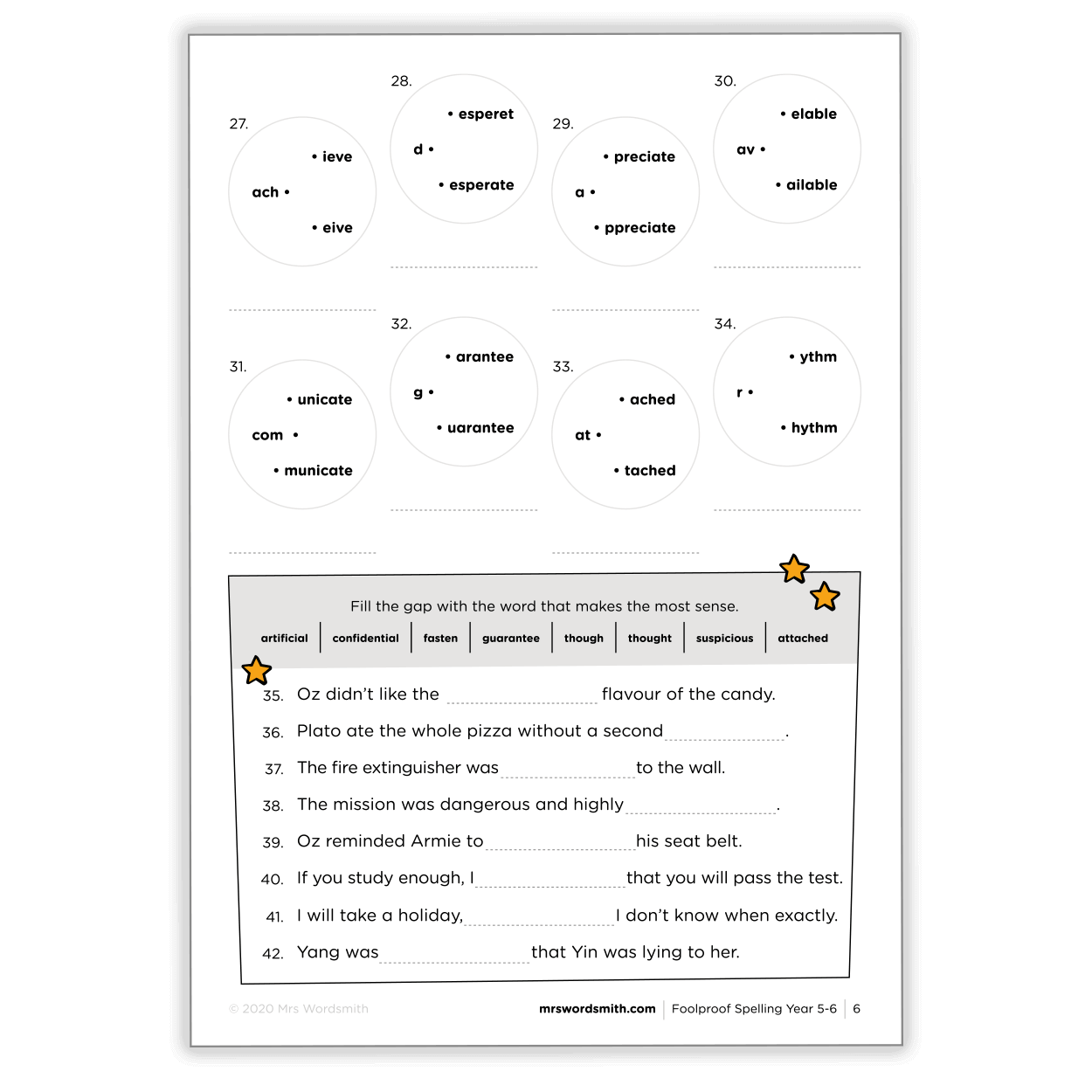 Spelling Mixed Papers Year 5-6 Printable Worksheets