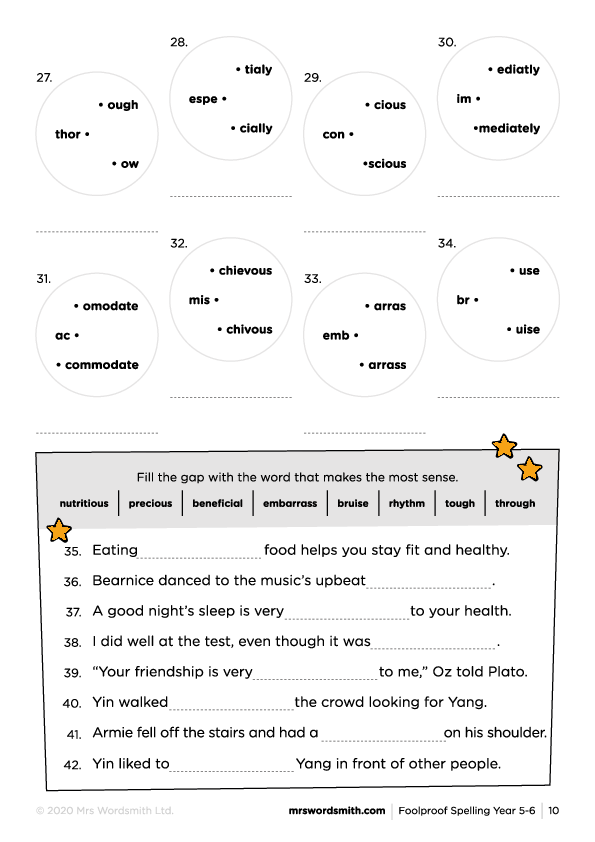 Spelling Mixed Papers Year 5-6 Printable Worksheets