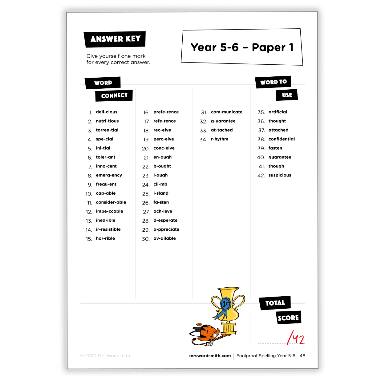 Spelling Mixed Papers Year 5-6 Printable Worksheets