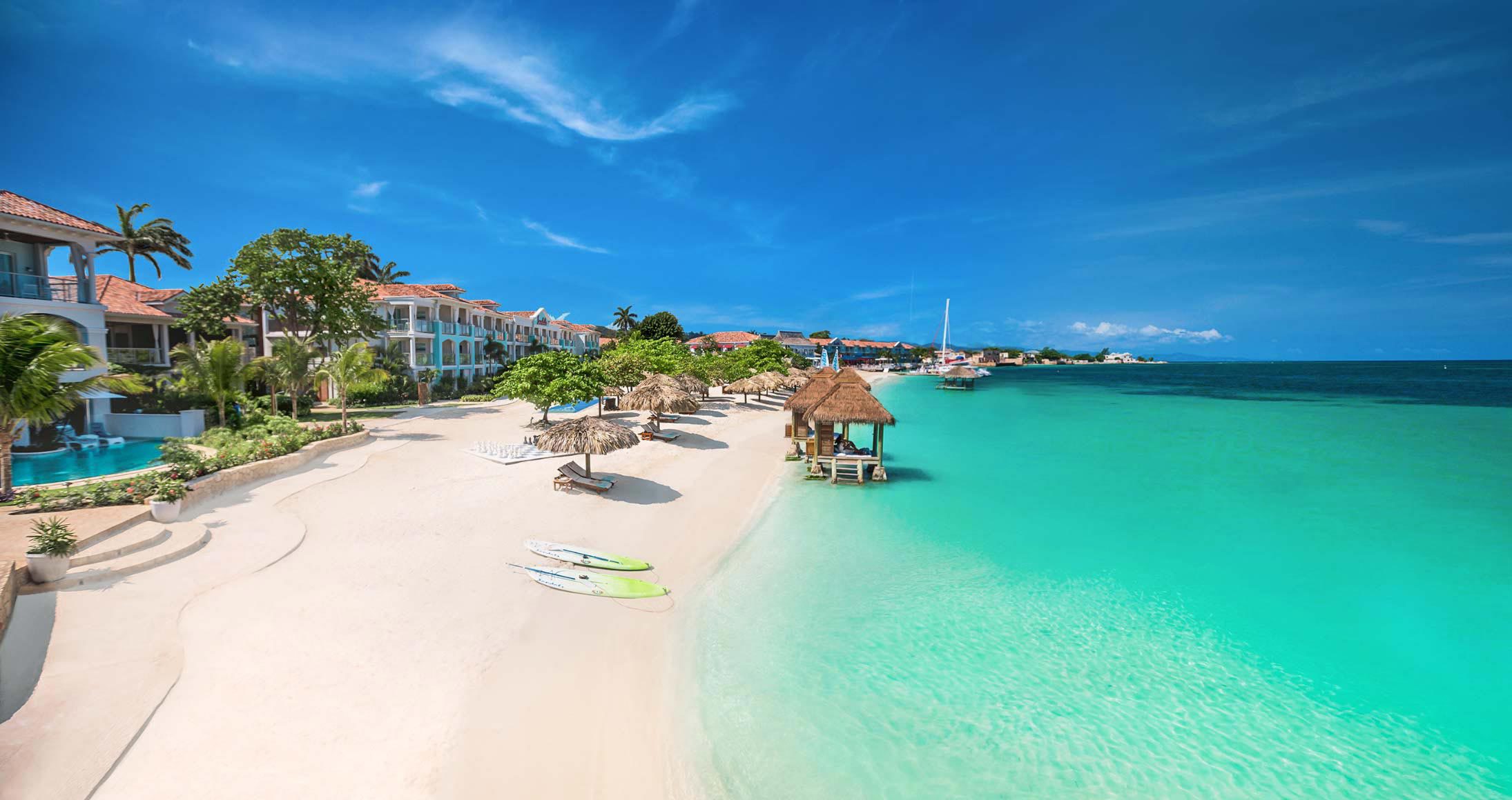 Sandals Montego Bay is Sandals flagship resort and a true original. Spanning the best private, white-sand beach in Jamaica, this playful and romantic all-inclusive resort is where the world first fell in love with Sandals. The calm, reef-protected beach is perfect for every type of water sport and guests can indulge in unlimited dining at twelve gourmet restaurants serving authentic regional cuisine. Experience the casual island vibe from the comfort of your private seaside suite where our Butler Elite await to fulfill your every whim. Everything is just steps from water