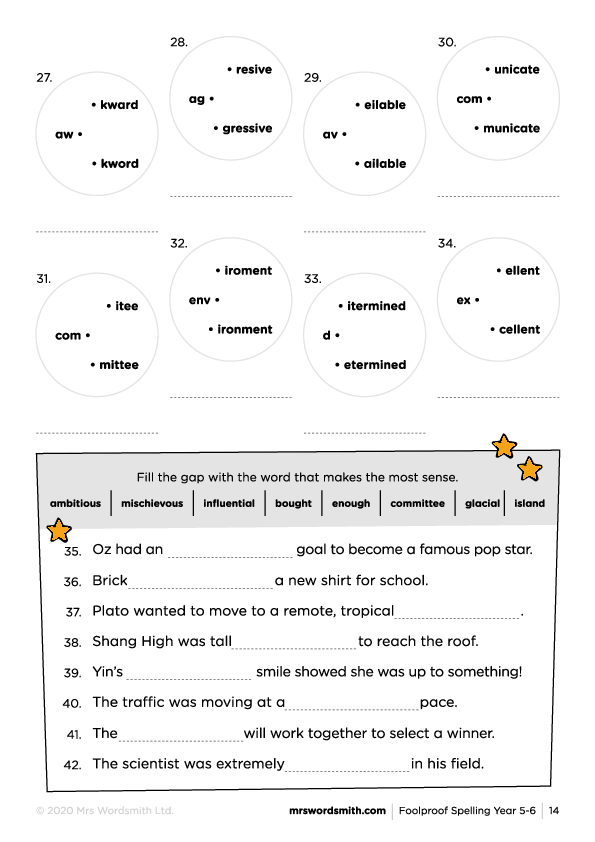 Spelling Mixed Papers Year 5-6 Printable Worksheets